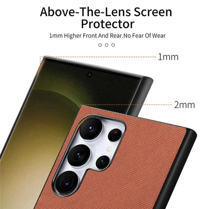 For Samsung Galaxy S23 Ultra Case Cloth Texture Leather+PC+TPU Anti-Drop Phone Cover