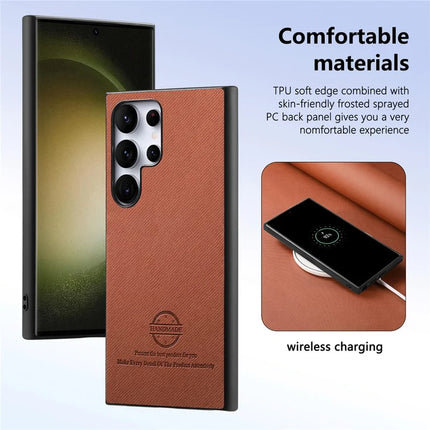 For Samsung Galaxy S23 Ultra Case Cloth Texture Leather+PC+TPU Anti-Drop Phone Cover