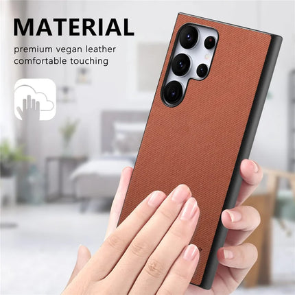 For Samsung Galaxy S23 Ultra Case Cloth Texture Leather+PC+TPU Anti-Drop Phone Cover
