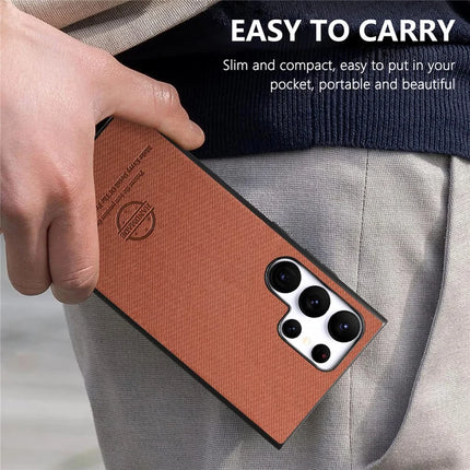 For Samsung Galaxy S23 Ultra Case Cloth Texture Leather+PC+TPU Anti-Drop Phone Cover
