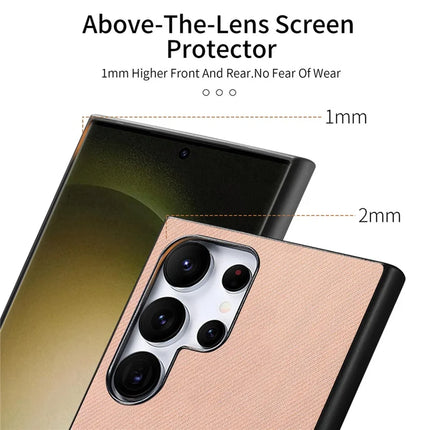 For Samsung Galaxy S23 Ultra Case Cloth Texture Leather+PC+TPU Anti-Drop Phone Cover