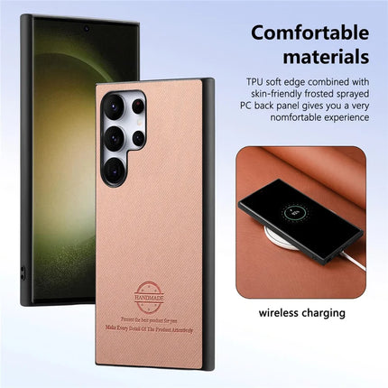 For Samsung Galaxy S23 Ultra Case Cloth Texture Leather+PC+TPU Anti-Drop Phone Cover