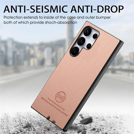 For Samsung Galaxy S23 Ultra Case Cloth Texture Leather+PC+TPU Anti-Drop Phone Cover