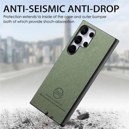 For Samsung Galaxy S23 Ultra Case Cloth Texture Leather+PC+TPU Anti-Drop Phone Cover