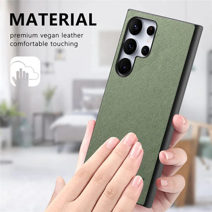 For Samsung Galaxy S23 Ultra Case Cloth Texture Leather+PC+TPU Anti-Drop Phone Cover