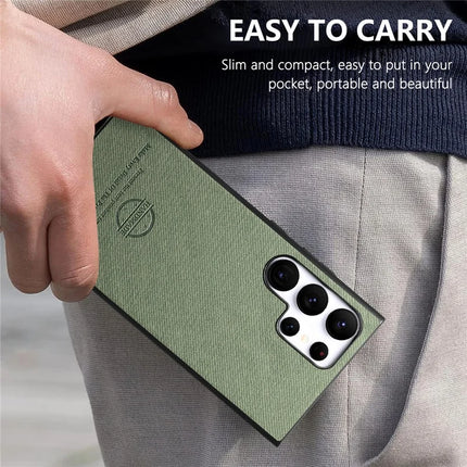 For Samsung Galaxy S23 Ultra Case Cloth Texture Leather+PC+TPU Anti-Drop Phone Cover
