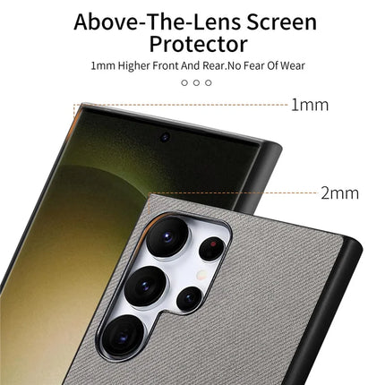 For Samsung Galaxy S23 Ultra Case Cloth Texture Leather+PC+TPU Anti-Drop Phone Cover