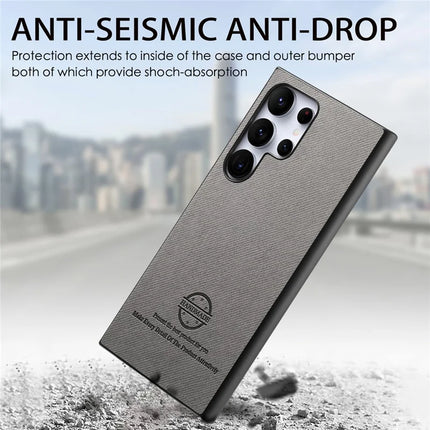 For Samsung Galaxy S23 Ultra Case Cloth Texture Leather+PC+TPU Anti-Drop Phone Cover
