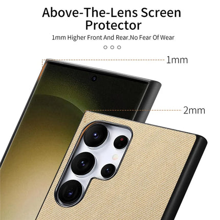 For Samsung Galaxy S23 Ultra Case Cloth Texture Leather+PC+TPU Anti-Drop Phone Cover
