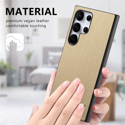 For Samsung Galaxy S23 Ultra Case Cloth Texture Leather+PC+TPU Anti-Drop Phone Cover