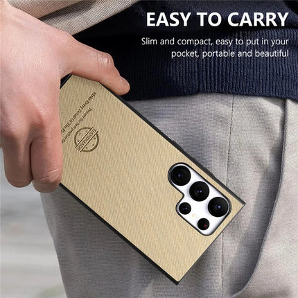 For Samsung Galaxy S23 Ultra Case Cloth Texture Leather+PC+TPU Anti-Drop Phone Cover