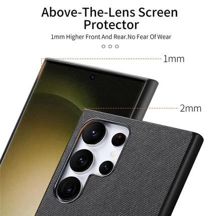 For Samsung Galaxy S23 Ultra Case Cloth Texture Leather+PC+TPU Anti-Drop Phone Cover