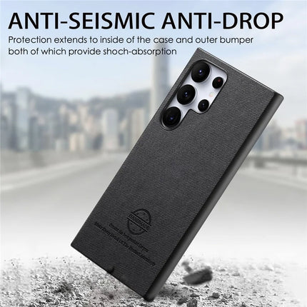 For Samsung Galaxy S23 Ultra Case Cloth Texture Leather+PC+TPU Anti-Drop Phone Cover