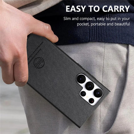For Samsung Galaxy S23 Ultra Case Cloth Texture Leather+PC+TPU Anti-Drop Phone Cover