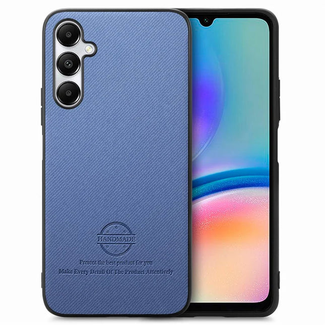 For Samsung Galaxy A05s 4G Case Cloth Texture Leather+PC+TPU Anti-Drop Phone Cover - Blue