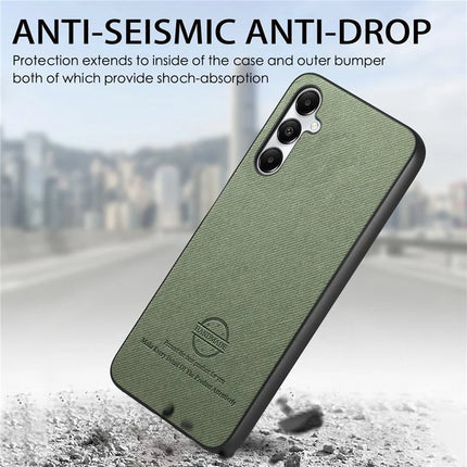For Samsung Galaxy A05s 4G Case Cloth Texture Leather+PC+TPU Anti-Drop Phone Cover