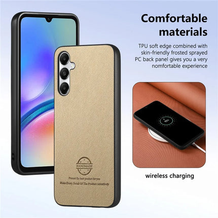 For Samsung Galaxy A05s 4G Case Cloth Texture Leather+PC+TPU Anti-Drop Phone Cover