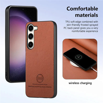 For Samsung Galaxy S23 Case Cloth Texture Leather+PC+TPU Anti-Drop Phone Cover