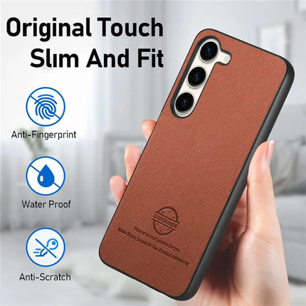 For Samsung Galaxy S23 Case Cloth Texture Leather+PC+TPU Anti-Drop Phone Cover