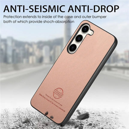 For Samsung Galaxy S23 Case Cloth Texture Leather+PC+TPU Anti-Drop Phone Cover