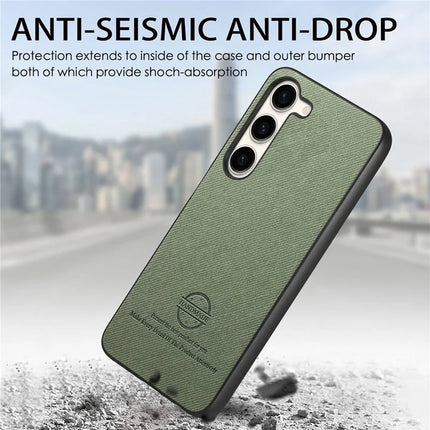 For Samsung Galaxy S23 Case Cloth Texture Leather+PC+TPU Anti-Drop Phone Cover