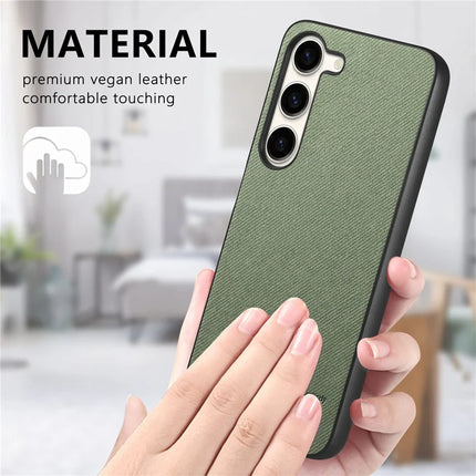 For Samsung Galaxy S23 Case Cloth Texture Leather+PC+TPU Anti-Drop Phone Cover