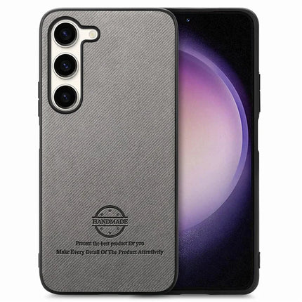 For Samsung Galaxy S23 Case Cloth Texture Leather+PC+TPU Anti-Drop Phone Cover - Grey
