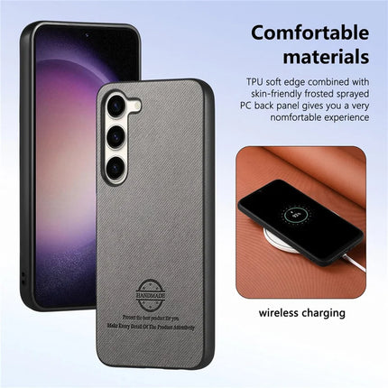 For Samsung Galaxy S23 Case Cloth Texture Leather+PC+TPU Anti-Drop Phone Cover