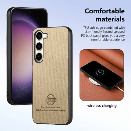 For Samsung Galaxy S23 Case Cloth Texture Leather+PC+TPU Anti-Drop Phone Cover