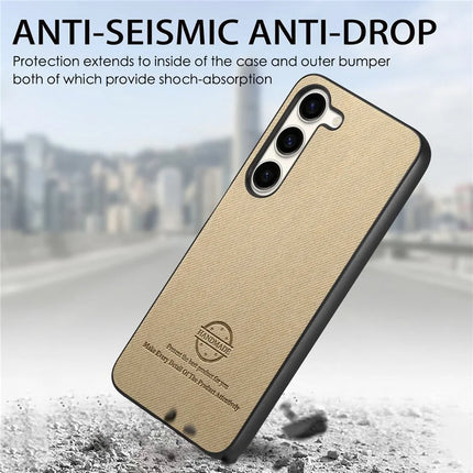 For Samsung Galaxy S23 Case Cloth Texture Leather+PC+TPU Anti-Drop Phone Cover