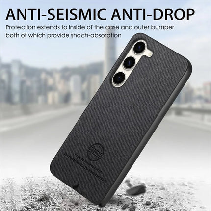 For Samsung Galaxy S23 Case Cloth Texture Leather+PC+TPU Anti-Drop Phone Cover