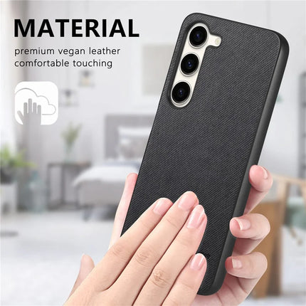 For Samsung Galaxy S23 Case Cloth Texture Leather+PC+TPU Anti-Drop Phone Cover