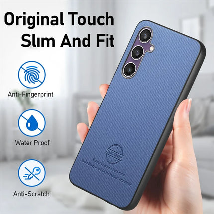 For Samsung Galaxy S23 FE Case Cloth Texture Leather+PC+TPU Anti-Drop Phone Cover