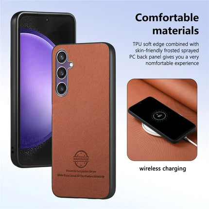 For Samsung Galaxy S23 FE Case Cloth Texture Leather+PC+TPU Anti-Drop Phone Cover