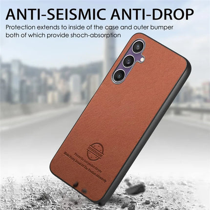 For Samsung Galaxy S23 FE Case Cloth Texture Leather+PC+TPU Anti-Drop Phone Cover