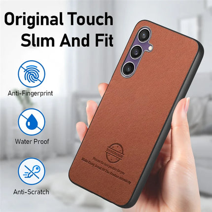For Samsung Galaxy S23 FE Case Cloth Texture Leather+PC+TPU Anti-Drop Phone Cover