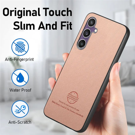 For Samsung Galaxy S23 FE Case Cloth Texture Leather+PC+TPU Anti-Drop Phone Cover