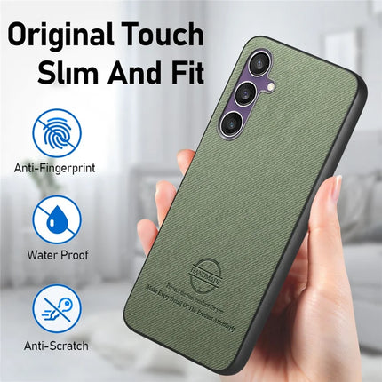 For Samsung Galaxy S23 FE Case Cloth Texture Leather+PC+TPU Anti-Drop Phone Cover
