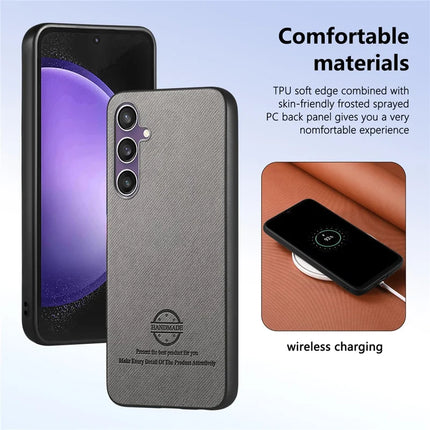 For Samsung Galaxy S23 FE Case Cloth Texture Leather+PC+TPU Anti-Drop Phone Cover