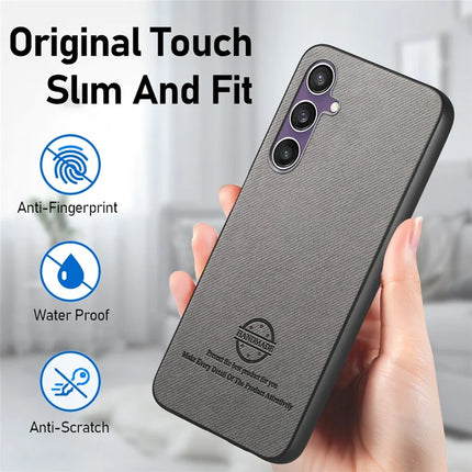For Samsung Galaxy S23 FE Case Cloth Texture Leather+PC+TPU Anti-Drop Phone Cover
