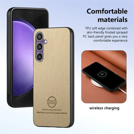 For Samsung Galaxy S23 FE Case Cloth Texture Leather+PC+TPU Anti-Drop Phone Cover