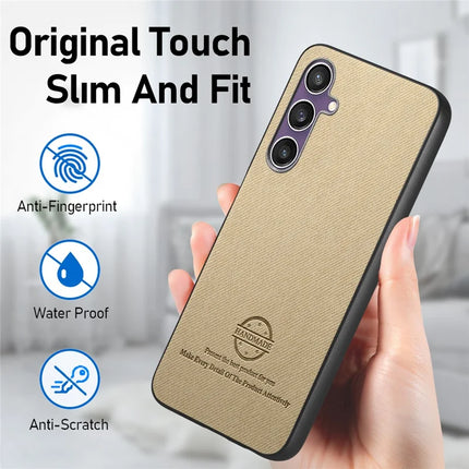 For Samsung Galaxy S23 FE Case Cloth Texture Leather+PC+TPU Anti-Drop Phone Cover