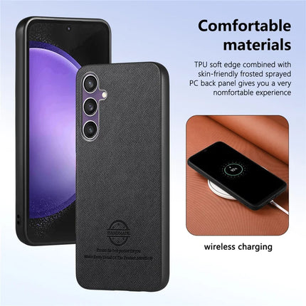 For Samsung Galaxy S23 FE Case Cloth Texture Leather+PC+TPU Anti-Drop Phone Cover