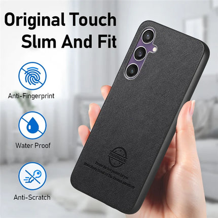 For Samsung Galaxy S23 FE Case Cloth Texture Leather+PC+TPU Anti-Drop Phone Cover