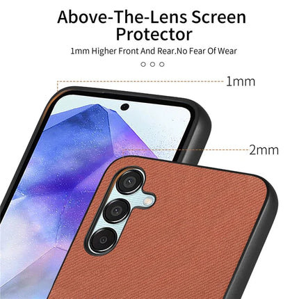 For Samsung Galaxy A55 5G Case Cloth Texture Leather+PC+TPU Anti-Drop Phone Cover