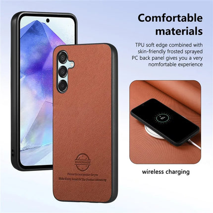 For Samsung Galaxy A55 5G Case Cloth Texture Leather+PC+TPU Anti-Drop Phone Cover