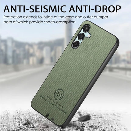 For Samsung Galaxy A55 5G Case Cloth Texture Leather+PC+TPU Anti-Drop Phone Cover