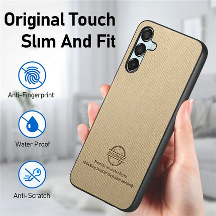 For Samsung Galaxy A55 5G Case Cloth Texture Leather+PC+TPU Anti-Drop Phone Cover