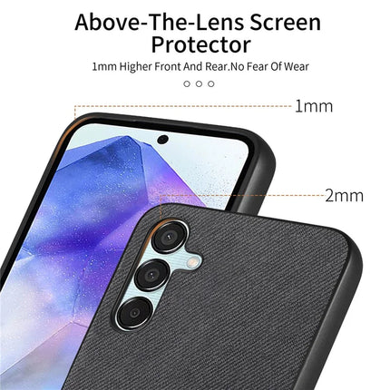 For Samsung Galaxy A55 5G Case Cloth Texture Leather+PC+TPU Anti-Drop Phone Cover