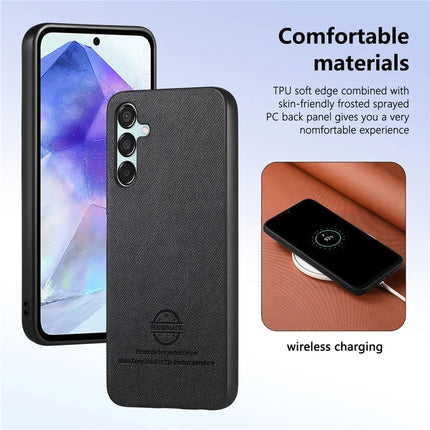 For Samsung Galaxy A55 5G Case Cloth Texture Leather+PC+TPU Anti-Drop Phone Cover